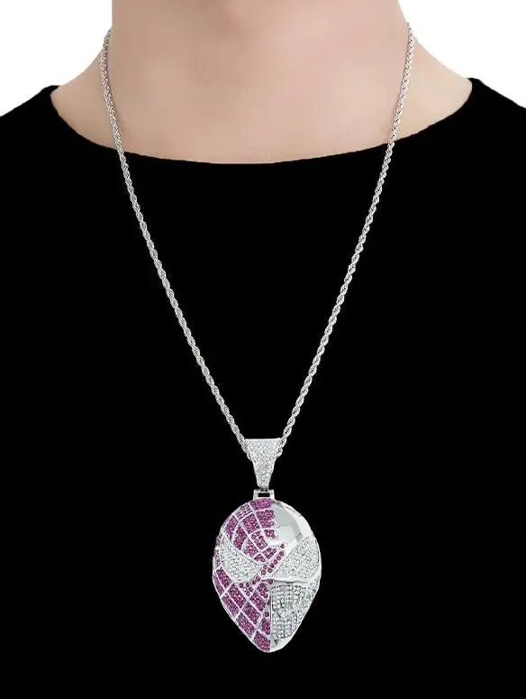 Full diamond three-dimensional mask Spider-Man cartoon pendant Cuban necklace for boys, Hiphop style, men's hip-hop accessory NB Design