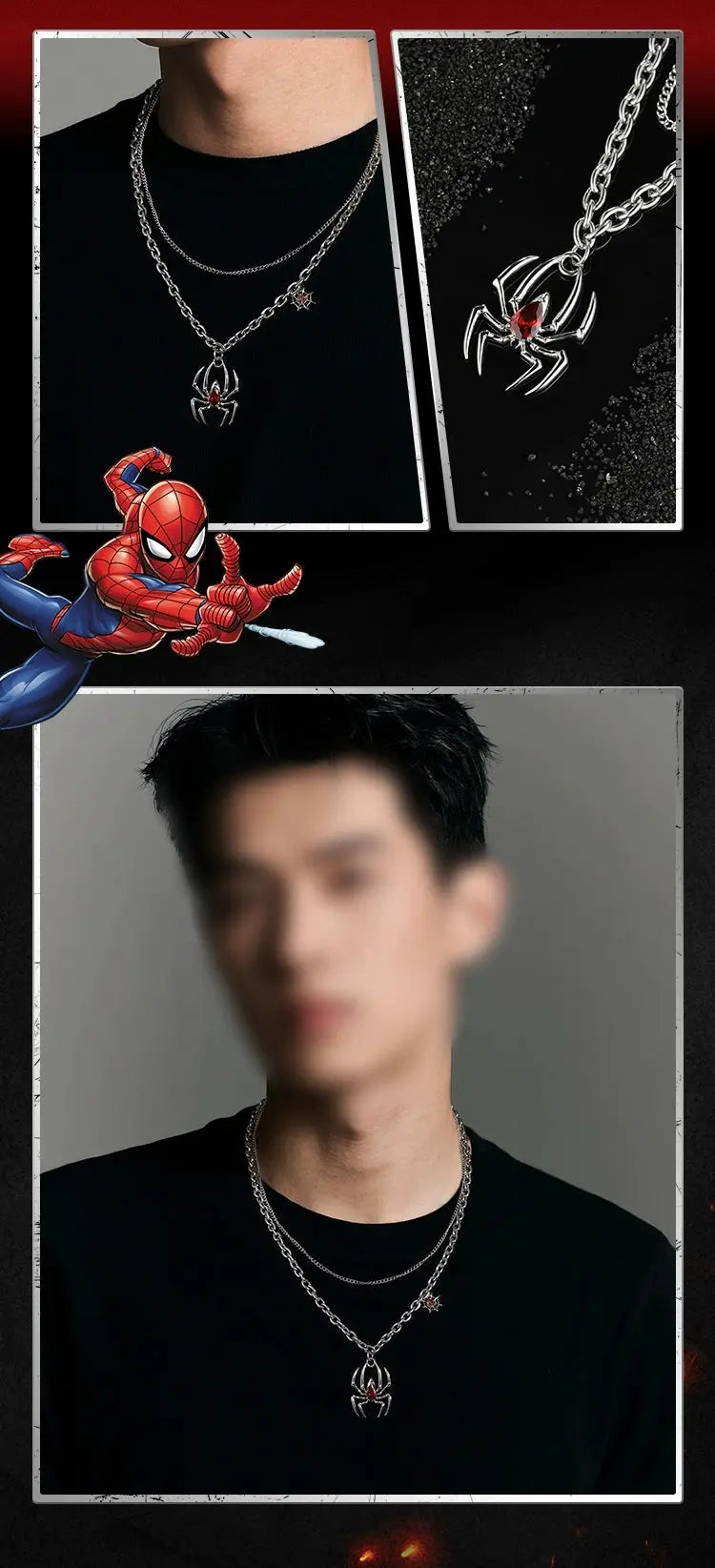 Marvel Spider-Man Necklace Women's High-End Sense of Men NB Design