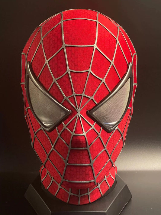 Sam Raimi Spidey Mask (Adults) with Face shell & 3D Rubber Web, Wearable Movie Prop Replica