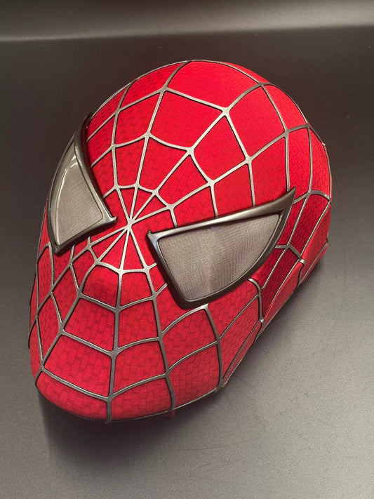 Sam Raimi Spidey Mask (Adults) with Face shell & 3D Rubber Web, Wearable Movie Prop Replica
