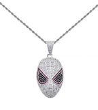Hip-hop full diamond three-dimensional mask Spider-Man cartoon pendant Cuban necklace for men, Male Hip-hop rapper NB Design