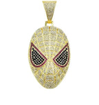 Hip-hop full diamond three-dimensional mask Spider-Man cartoon pendant Cuban necklace for men, Male Hip-hop rapper NB Design