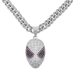 Hip-hop full diamond three-dimensional mask Spider-Man cartoon pendant Cuban necklace for men, Male Hip-hop rapper NB Design