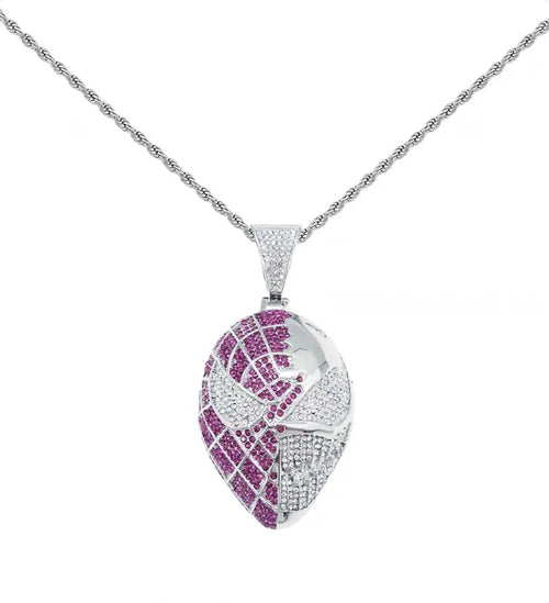 Full diamond three-dimensional mask Spider-Man cartoon pendant Cuban necklace for boys, Hiphop style, men's hip-hop accessory NB Design